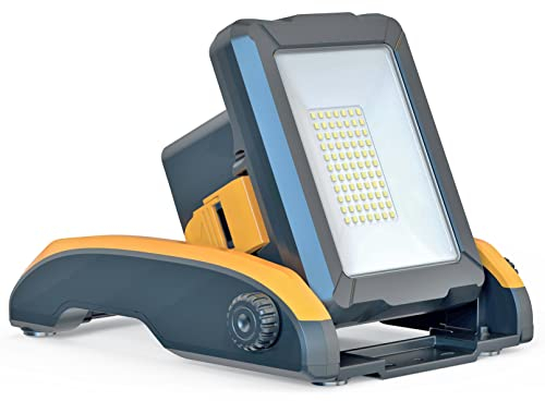 Proventa Led strahler akku,Baustrahler 20W 2900 Lumen IP54 IK08, 18-21V Kompatibel mit baustellenlampe led akku, 3 Helligkeitsstufen, Magnetfuß & USB-Ladefunktion für Baustelle, Werkstatt.