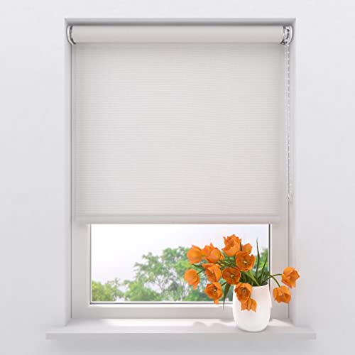 Radeco® Lichtdurchlässiges Rollo 210 x 190 cm helles weiß, Größen von 40 bis 240 Breite, ohne Bohren möglich, Rollo wandmontage, Rollo 210 cm breit, Fenster rollos für innen, rollos für Fenster