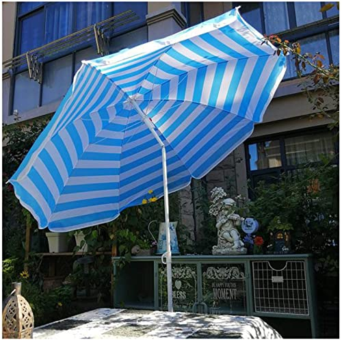 YXW Sonnenschirm 180cm Rund Gartenschirm Marktschirm Terrassenschirm Neigbar Sonnenschutz UV50+ Blau-weiß Gestreift