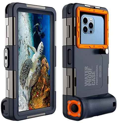 Mukoiber Latest Upgrade Universal Waterproof Phone Case for Snorkeling and Diving [50ft/15m] Underwater Phone Case for iPhone 15/14/13/12 Pro Max and Samsung Galaxy S23/S22/S21 Ultra Plus etc Orange