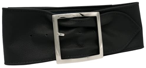 AnnaMatoni Damen Hüftgürtel in Premium Nappa Leder Feinporig mit Metall Dorn Schließe in Silber 8cm breit sehr weiches echt Leder Damen Ledergürtel (Schwarz 790, TW110-125cm Gesamtlänge)