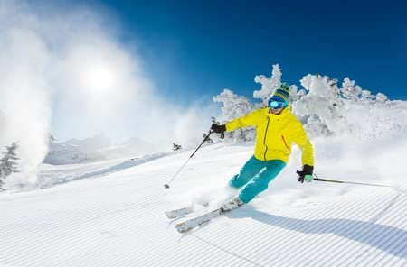 adrium AluVerbund-Bild 140 x 90 cm: Freeride im frischen Pulverschnee. Skifahren.(51834699)