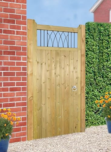 Windsor Tall Single Garden Gate - Pressure Treated Scandinavian Redwood - W1050 x H1800 mm