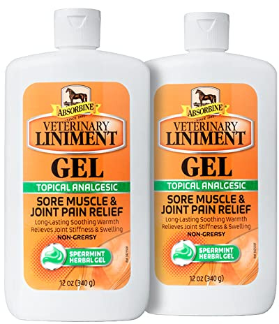 Absorbine Veterinary Liniment Gel, Topical Menthol Analgesic Rub for Sore Muscle, Joint & Arthritis Pain Relief, 12oz Bottle 2-Pack