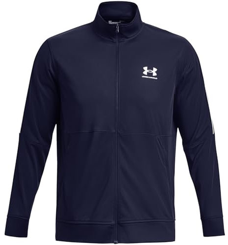 Under Armour UA Pique Track Jacket Maillot de survêtement Homme, Bleu Marine/Blanc, M