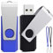 ABLAZE 8GB USB Stick 2 Pack 8GB Memory Stick Swivel Design USB 2.0 Flash Drive Fold Storage USB Drive with Lanyard (8G, 2 Colors: Black Blue)