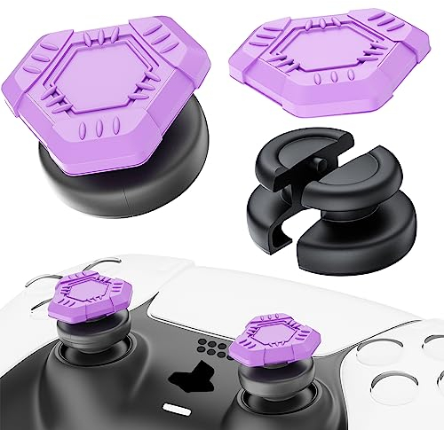 PlayRealm Lot de 2 extensions de joystick et housse en silicone pour manette de PS5 et PS4 (UFO rose clair)