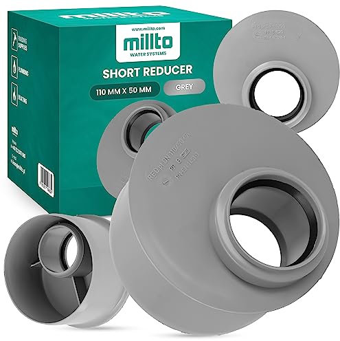 Millto™ Reduzierstück110x50mm Kurze Grau Rohrreduzierung Reduziermuffe Reduzierung Abwasserrohrreduzierstück Wasserleitungsadapter Abwassersysteme PP Rohrverbinder Rohrverschraubung Reduktion