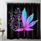 LB Lila Gras Duschvorhang 180x180cm Blauer Schmetterling Antischimmel Wasserdicht Badezimmer Vorhänge, Schwarz weißer Nachthimmel Polyester Stoff Bad Vorhang mit Haken