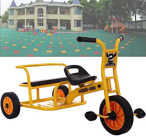 RNQZ Kinderdreiräder für 2-8-jährige Kindergarten-Pedaldreiräder für Kleinkinder, Rahmen aus Kohlenstoffstahl | Verschleiß: Gummiräder, Outdoor-Spielzeug für Jungen und Mädchen,Gelb,OneSize