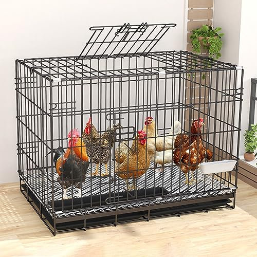Hühnerstall aus Metall mit Rädern, Faltbarer Hühnerhaus-Entenstall, tragbarer Kaninchenstall, Kleintier-Geflügelkäfig