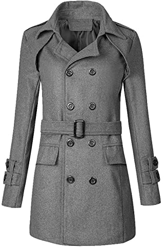 Generisch Herren Mantel Slim Fit Winter Frühling Wolle Warm Übergangsmantel Wintermantel Long Jacket Men Snowboard Jacke MäNner Größen XS - 5X
