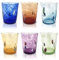 MAZZEGA ART & DESIGN - Verres Tumbler Liberty en Verre Soufflé et Travaillés à la Main avec des Murrines de Murano, ligne « Les Couleurs de Murano » 350 ml. Fabriqué en Italie. (MIX, 6)