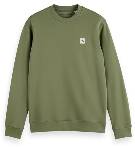 Scotch & Soda Herren Essential Badge Logo Crewneck Sweatshirt, Green Ivy, M