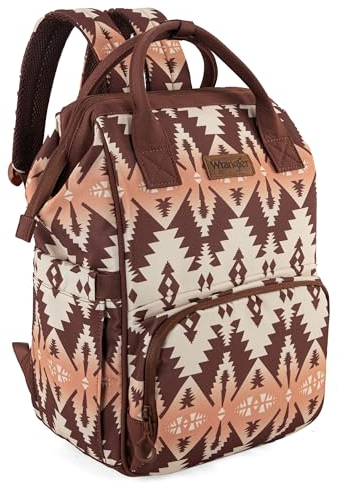 Wrangler Azteken-Rucksack, organisierter Tagesrucksack, Reise-Babytasche mit Kinderwagengurt und seitlichen Flaschentaschen, Angel Brown, Tagesrucksäcke