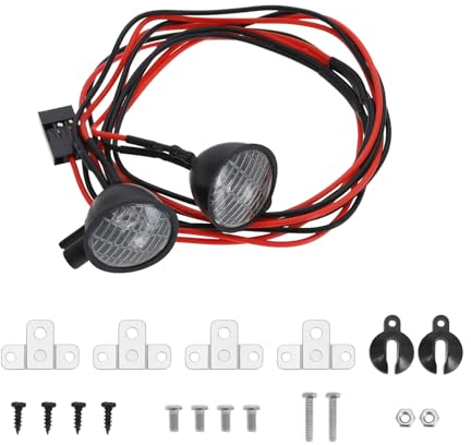 Create idea 1 Satz RC Auto Scheinwerfer 1/10 RC Auto Rundes Dachlicht Verstellbare Halterung Licht RC Crawler Auto Suchscheinwerfer Kompatibel mit SCX10 Kompatibel mit Axial TRX4