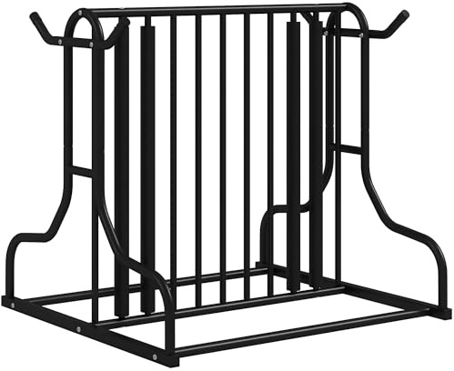 DURHAND Fahrradständer Mehrfachständer Radständer wetterfest Aufstellständer für bis 4 Fahrräder, beidseitig, Stahl 90 x 80 x 80 cm, Schwarz