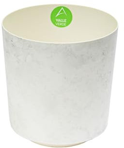 Valle Verde Pot de fleurs pour la maison, le balcon, la terrasse, le jardin, design moderne, en plastique rouillé, motif marbre, diamètre : 19,5 cm, blanc marbré