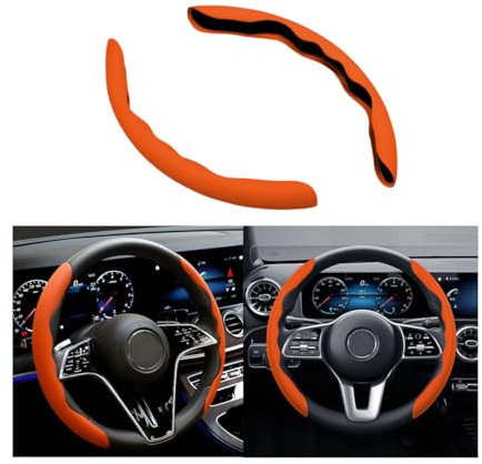 JNNJ 2 Stück Auto Segmentierte Lenkradabdeckung, Komfortable Segmentierte Lenkradabdeckung, Universeller Rutschfester Und Ultraleichter Auto-Lenkradbezug(Orange)