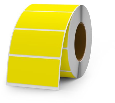 YIKIADA 500 Stück Etiketten 25 × 50 mm Selbstklebend Beschriften Aufkleber Vinyl Wasserfest Ablösbar Klebeetiketten Rolle für Marmeladengläser Gelb