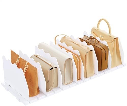 SPACEKEEPER Regalteiler für Schrank, verstellbare Geldbörsen-Organizer, Handtaschen-Trenner, Aufbewahrung, Organizer, Bücherregal-Trenner, Trennwände im Schlafzimmer, Büro, Küche, Bad, Weiß