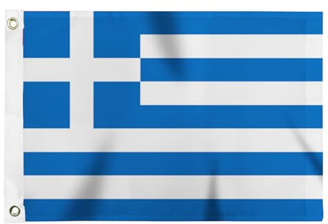 Flagolden Griechenland-Flagge, 30,5 x 45,7 cm, für Boot, lebendige Farben, kleine griechische Flaggen mit 2 Messingösen, nautisch