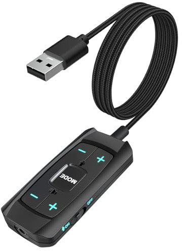 Toeasor Carte son USB virtuelle 7.1 avec son surround USB vers jack 3,5 mm, câble adaptateur externe pour PC, PS4, PS5, Mac, casque et plus encore