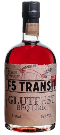 Glutfest BBQ Likör 0.5l (52% Vol) No. 5553 | Orange-Ingwer-Rum-Likör | F5 Transit | Der ideale Schnaps zum/beim und nach dem Grillen | Auch zum flambieren geeignet | Schwechower Brennerei (1229)