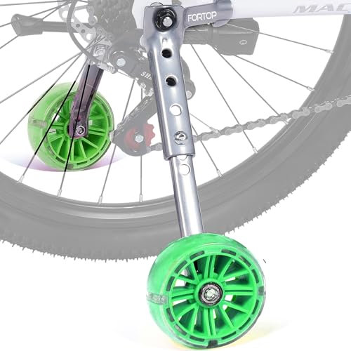 FORTOP Fahrrad Stabilisatoren für Kinder Stützräder - robuster, langlebiger Stahl für 16-22 Zoll Fahrrad mit variabler Geschwindigkeit (Grün, 16 Zoll-22 Zoll)