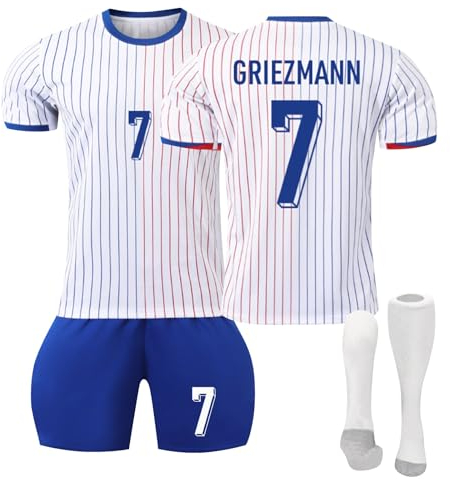 Frankreich 24 Fußball Trikot, Frankreich Hause/Auswärts Fußball Trikot für Kinder Erwachsener, Fussball Trikots Shorts und Socken Anzug Jungen Herren