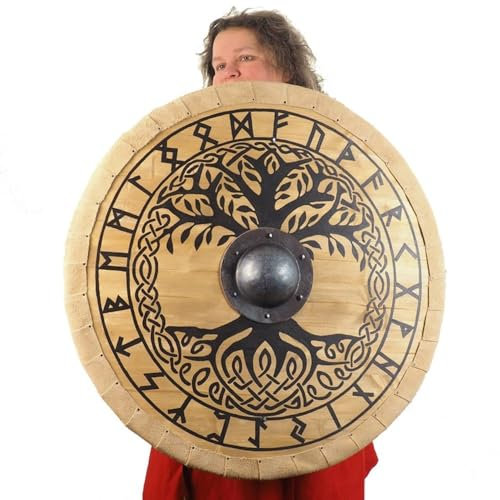 Motif de bouclier viking personnalisé grand arbre de vie, bouclier normand, décoration murale, Larp et reconstitution, prêt pour SCA, bouclier noir, vert, 61 cm