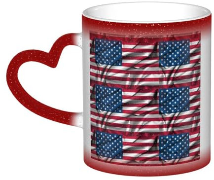 KLMELLMDE Mug drapeau américain changeant de couleur dans le ciel, tasses à café imprimées changeant de couleur, tasses à café uniques, cadeaux d'anniversaire, cadeaux souvenirs, tasses à café de