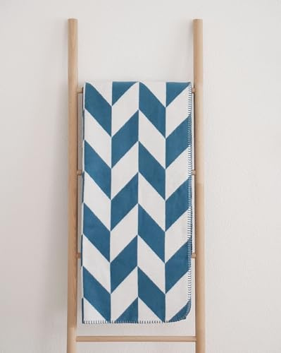RIEMA® weiche Kuscheldecke | Bio-Baumwolldecke Made in Germany | Blaue Wolldecke für Erwachsene 150x200cm