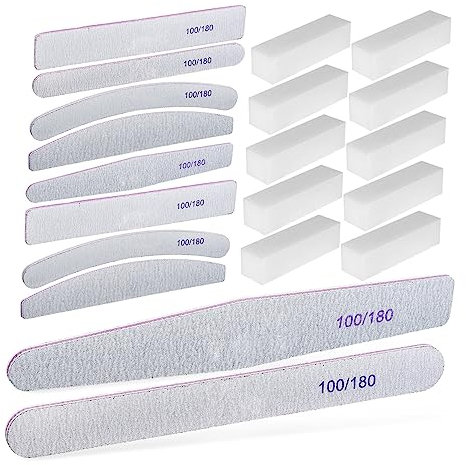 Gogogmee 20pcs Limas De Uñas Profesionales Set De Lima Uñas Taco Pulidor Herramientas De Manicura