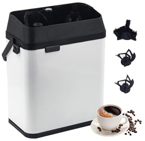 150w Electric Portafilter Cleaner Knock Box - Removable, 58mm Coffee Portafilter Cleaning Machine, Brush + 3 Spiral Scrapers + Hooks/Sticky Hooks, Easy to Clean,White