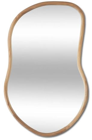 TIENDA EURASIA – Espejo Pared | Marco de Madera MDF y Espejo de Cristal | Espejos Decorativos de Pared | Forma Irregular | Fácil de Instalar | Color Marron y Color Dorado (45 x 1.5 x 75 cm)