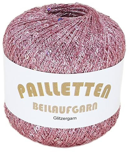 Pailletten Beilaufgarn auf 25 Gramm Knäuel in verschiedenen Farben (Rosé mit Pailletten in Rosé)