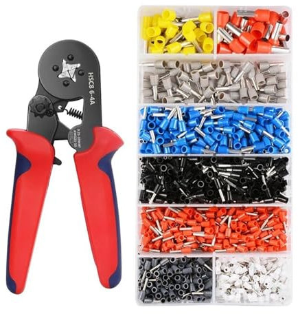 HANDSKIT Crimpadora Terminales,1200 Piezas Terminales Eléctricos,Crimpadora Alicates de Terminales con Conectores De Crimpado Aislados para bricolaje y uso industrial terminal eléctrico