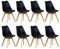 WOLTU Esszimmerstühle 8er Set, Skandinavische Küchenstühle, Retro Design, Sitzfläche aus Kunstleder, mit Massivholz Beinen, bis 150 kg belastbar, Schwarz