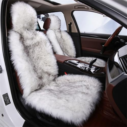 champracer 1 Stück Sitzbezüge Auto, Plüsch Autositzbezug,Faux Lammfell Auto Sitzauflage, Universal Autositzschoner mit Rückenlehne, für Autositz, Bürostuhl und Alle Stühle (140x55 cm,Hellgrau)