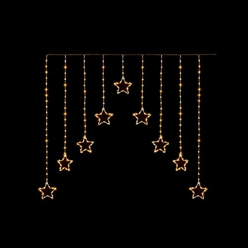 Premier 1.2m x 1.2m Christmas Star Pattern Flexibrights Warm White Pin Wire Curtain Light with 258 White LEDs, Indoor and Outdoor Use, Clear Cable
