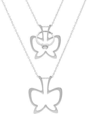 Hobbspring Collana Porta Anelli per Donna In Acciaio Inossidabile Colore Collana di Fidanzamento per Matrimonio Collana con Ciondolo A Farfalla Vintage per Moglie Fidanzata Infermiera Regalo