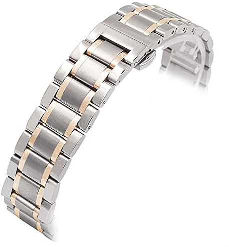 NSTVVEE Uhrenarmband Business Uhrenarmband 14mm 18mm 20mm 22mm 24mm Edelstahl Metall Schwarz Roségold Silber (Silbernes Roségold 14mm)