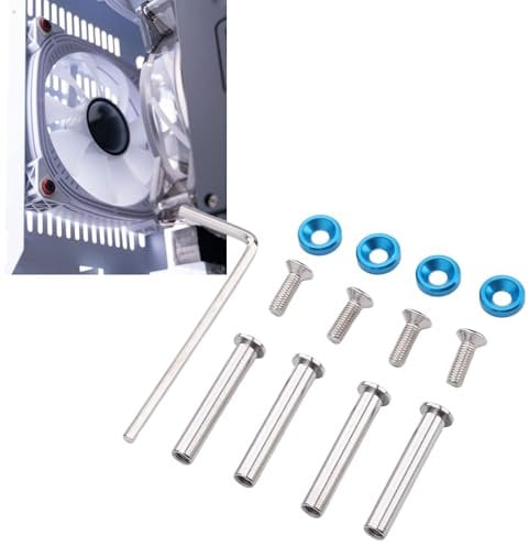 25mm 30mm PC Fan Mount Screw, CPU Cooler Fan Screws for Water Cooling and PC Case Fans, Anodized Aluminum Alloy Stainless Steel Gasket Nut, Ideal for Gamers, Professionals (Blue)