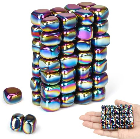 Wukong 60 Stück Klein Hämatit Magnete Bunt, Irregulär Steine Mini Magnets Puzzle Magnetic Kühlschrank Magnet für Familientreffen Camping Büro