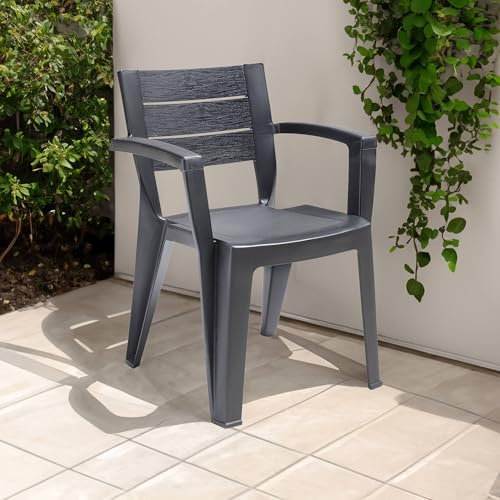 Dmora - Gartenstuhl Oberon, Gartensitz, Outdoor-Stuhl, Outdoor-Sessel, Made in Italy, 60x58 h79 cm, Anthrazit