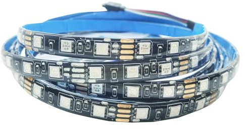 12V RGB LED Streifen Licht 5M Strip Lichtband Schwarz PCB Board 5050 IP65 Wasserdicht 300 LEDs Farbwechsel Band Leiste Lichtleiste für Schlafzimmer, Küche Dekoration