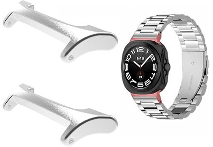 KUTEWEU 2 Pièces de Connecteurs Métalliques pour Galaxy Watch 8 Ultra 2 Connecteur de Montre en Acier 22 mm Galaxy Watch 8 Ultra 2 Accessoires de Bracelet Smartwatch (Argent)