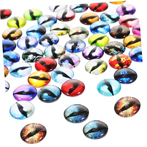 Veemoon 100 pièces Yeux Verre Colorés pour Création DIY Accessoires de Poupée Faux pour