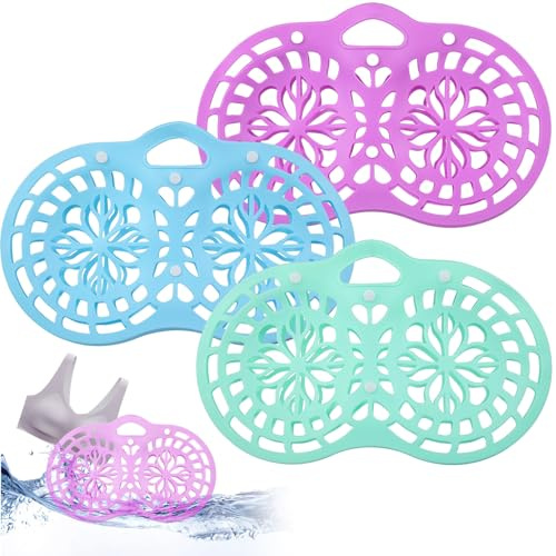 Calolin 3 Pcs Bra Washing Bags for Laundry, Silicone Lingerie Bags, Anti-Deformation Bra Protectors, Safe Wash Bags for Delicates, Protect Bras and Underwear in Washer & Dryer